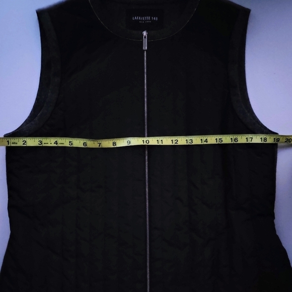 LAFAYETTE 148 NY Bailey Alpine Black Gray Quilted Wool Cashmere Zip Vest M - Picture 5 of 9